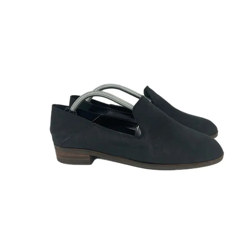 Lucky Brand Womens Loafers Shoes Size 7 Cahill Black Nubuck Leather Slip On